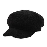 Maxbell Women Ladies Wool Cabbie Hat Painter Cap Autumn Winter All Match Fashion Black