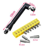 Maxbell Wrench Rods L Shaped impact Socket with 10 Screwdriver Bits Hand Tool