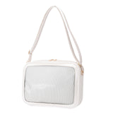 Maxbell PU Shoulder Bag Transparent Handbags Pocket Portable Small Pouch Tote Bag white