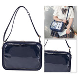 Maxbell PU Shoulder Bag Transparent Handbags Pocket Portable Small Pouch Tote Bag blue