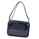 Maxbell PU Shoulder Bag Transparent Handbags Pocket Portable Small Pouch Tote Bag blue