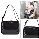 Maxbell PU Shoulder Bag Transparent Handbags Pocket Portable Small Pouch Tote Bag black