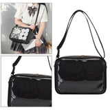 Maxbell PU Shoulder Bag Transparent Handbags Pocket Portable Small Pouch Tote Bag black