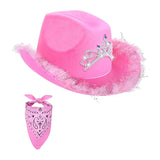 Maxbell Western Cowboy Cowgirl Hat Sequin Props Party Favors Holiday Fancy Dress pink