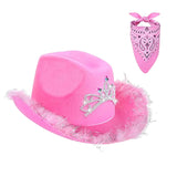 Maxbell Western Cowboy Cowgirl Hat Sequin Props Party Favors Holiday Fancy Dress pink