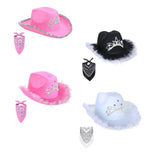 Maxbell Western Cowboy Cowgirl Hat Sequin Props Party Favors Holiday Fancy Dress White