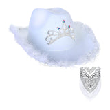 Maxbell Western Cowboy Cowgirl Hat Sequin Props Party Favors Holiday Fancy Dress White