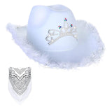 Maxbell Western Cowboy Cowgirl Hat Sequin Props Party Favors Holiday Fancy Dress White