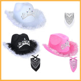 Maxbell Western Cowboy Cowgirl Hat Sequin Props Party Favors Holiday Fancy Dress White