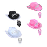 Maxbell Western Cowboy Cowgirl Hat Sequin Props Party Favors Holiday Fancy Dress White