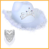 Maxbell Western Cowboy Cowgirl Hat Sequin Props Party Favors Holiday Fancy Dress White