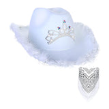 Maxbell Western Cowboy Cowgirl Hat Sequin Props Party Favors Holiday Fancy Dress White