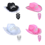 Maxbell Western Cowboy Cowgirl Hat Sequin Props Party Favors Holiday Fancy Dress White