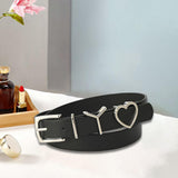 Maxbell 106cm Women PU Leather Waist Belt Width 0.9inch Skirt Pin Buckle Waist Band Black