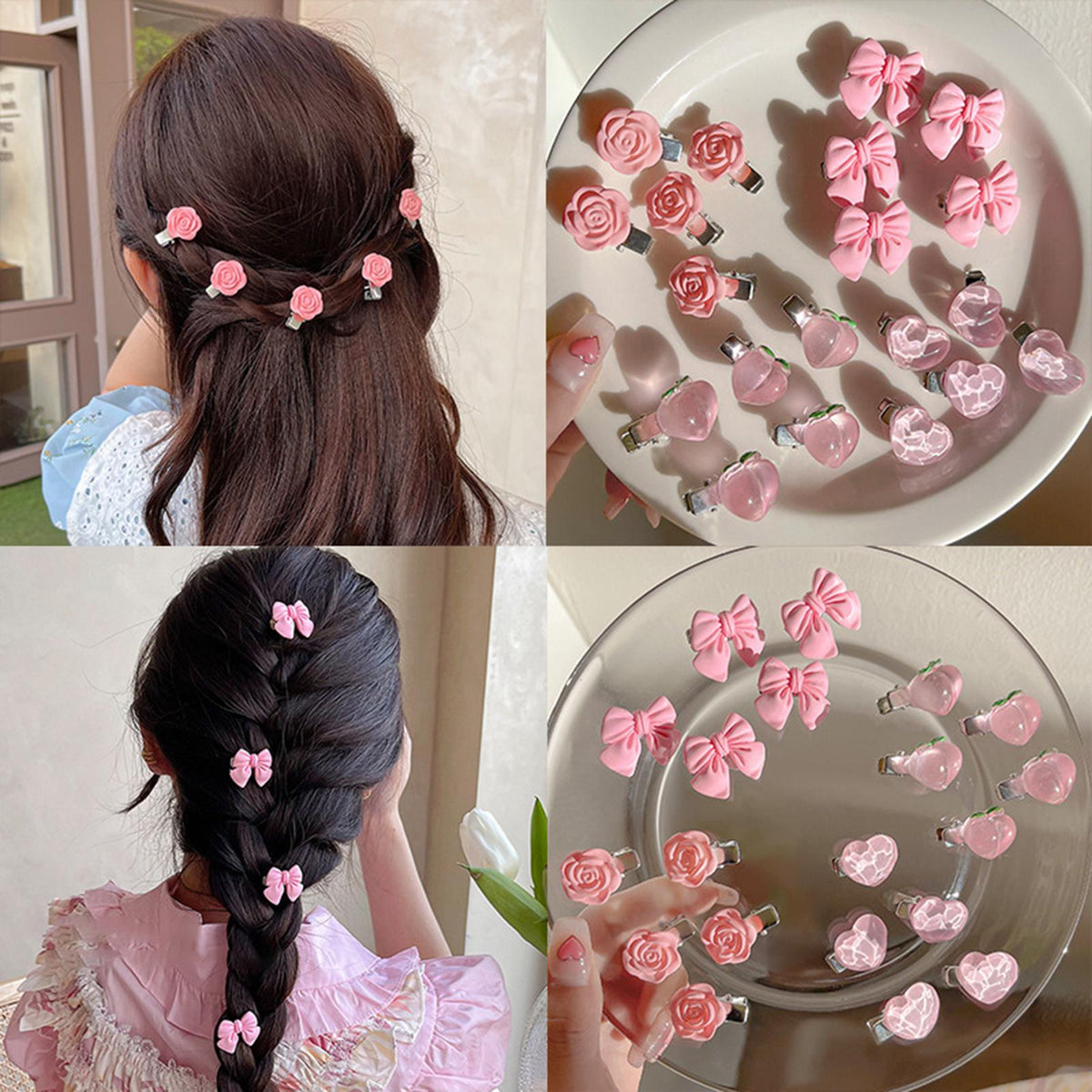 Maxbell 5Pcs Hair Clips Hair Accessories Claw Hair Clamp Jewelry Non Slip peach