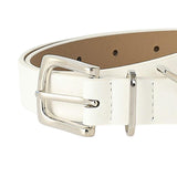 Maxbell 106cm Women PU Leather Waist Belt Width 0.9inch Skirt Pin Buckle Waist Band White