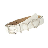 Maxbell 106cm Women PU Leather Waist Belt Width 0.9inch Skirt Pin Buckle Waist Band White