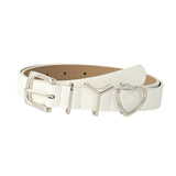 Maxbell 106cm Women PU Leather Waist Belt Width 0.9inch Skirt Pin Buckle Waist Band White