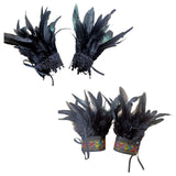 Maxbell Feather Wrist Cuffs Feather Bracelet for Cosplay Party Costume Accessories Black