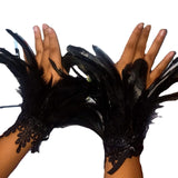 Maxbell Feather Wrist Cuffs Feather Bracelet for Cosplay Party Costume Accessories Black