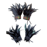 Maxbell Feather Wrist Cuffs Feather Bracelet for Cosplay Party Costume Accessories Black