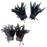 Maxbell Feather Wrist Cuffs Feather Bracelet for Cosplay Party Costume Accessories Black