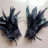 Maxbell Feather Wrist Cuffs Feather Bracelet for Cosplay Party Costume Accessories Black