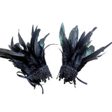 Maxbell Feather Wrist Cuffs Feather Bracelet for Cosplay Party Costume Accessories Black