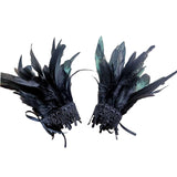 Maxbell Feather Wrist Cuffs Feather Bracelet for Cosplay Party Costume Accessories Black