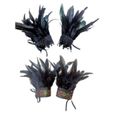 Maxbell Feather Wrist Cuffs Feather Bracelet for Cosplay Party Costume Accessories Black