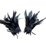 Maxbell Feather Wrist Cuffs Feather Bracelet for Cosplay Party Costume Accessories Black