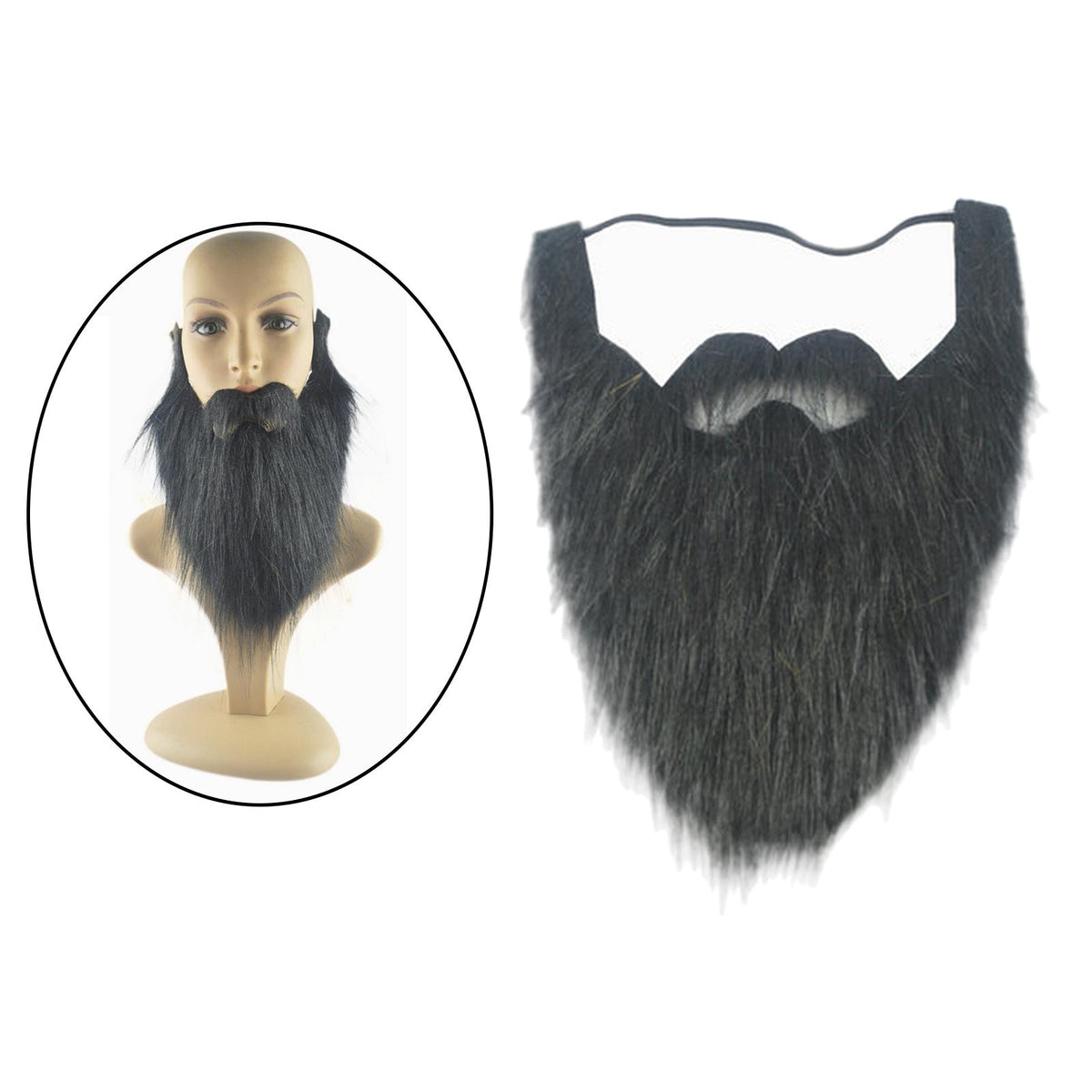 Maxbell Long False Beard Costume Accessories Festive Props Cosplay Holiday Mustaches Black