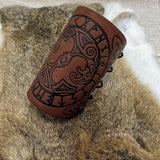 Maxbell Arm Bracer Medieval PU Leather Wrist Guard Wristband for Larp Brown