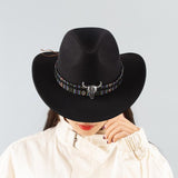 Maxbell Felt Cowboy Hat Versatile Comfortable Black Trendy for Adults Autumn Women