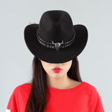 Maxbell Felt Cowboy Hat Versatile Comfortable Black Trendy for Adults Autumn Women