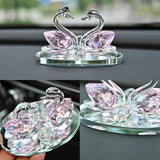 Maxbell Artificial Crystal swan Decoration Transparent Texture Home Decor Pink