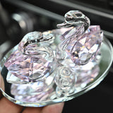 Maxbell Artificial Crystal swan Decoration Transparent Texture Home Decor Pink