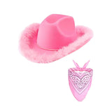 Maxbell Feather Cowboy Cowgirl hat Solid Color Fedora for Party Cosplay Ladies Pink Square Towel