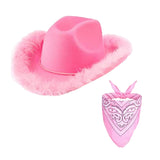 Maxbell Feather Cowboy Cowgirl hat Solid Color Fedora for Party Cosplay Ladies Pink Square Towel