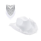 Maxbell Feather Cowboy Cowgirl hat Solid Color Fedora for Party Cosplay Ladies White Square Towel