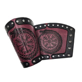 Maxbell Arm Bracers Wristband Punk Bracer Gauntlet Embossed PU Leather for Party Red