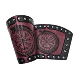 Maxbell Arm Bracers Wristband Punk Bracer Gauntlet Embossed PU Leather for Party Red