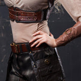 Maxbell Halloween Cork Potion Bottle Round Spherical Glass Bottle with Leather Belt Leather Belt