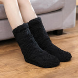 Maxbell Women Winter Warm Socks Thermal Socks Home Slippers Autumn Thick Non Slip Black