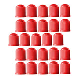 Maxbell 25 Pieces Car Tire Valve Stem Caps with Rubber Ring for Motorcycles Red