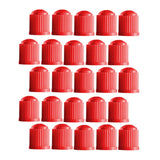 Maxbell 25 Pieces Car Tire Valve Stem Caps with Rubber Ring for Motorcycles Red