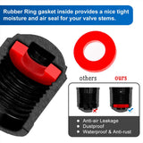 Maxbell 25 Pieces Car Tire Valve Stem Caps with Rubber Ring for Motorcycles Black