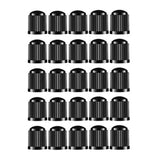 Maxbell 25 Pieces Car Tire Valve Stem Caps with Rubber Ring for Motorcycles Black
