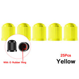 Maxbell 25 Pieces Car Tire Valve Stem Caps with Rubber Ring for Motorcycles Yellow