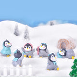 Maxbell 6 Pieces Little Penguin Figurines Miniature Figurines for Car Dashboard